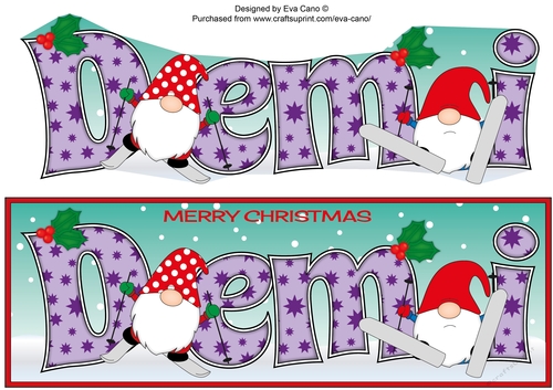 Christmas Gnomes skiing DEMI large dl