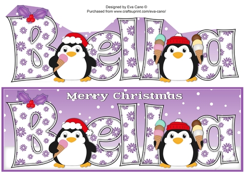 Christmas Fat Penguins Eating Ice Cream BELLA large dl