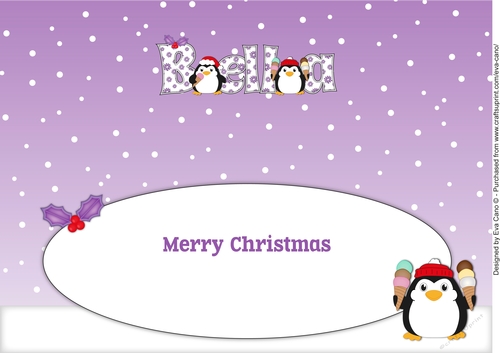 Christmas Fat Penguins Eating Ice Cream BELLA large dl insert