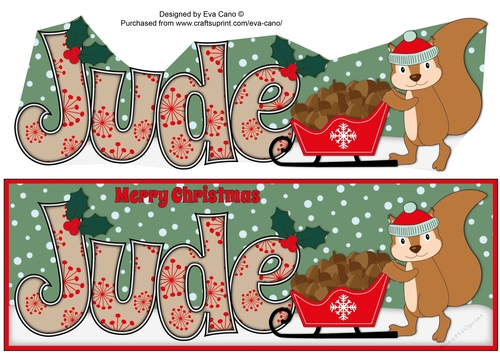 Christmas Sid the Squirrel with acorns JUDE large dl