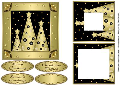 Button Christmas Trees Inverted Pyramid Black