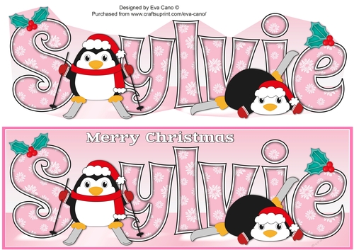 Christmas Fat Penguins Skiing SYLVIE large dl