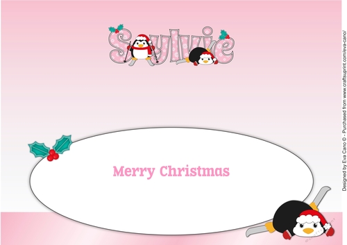 Christmas Fat Penguins Skiing SYLVIE large dl insert