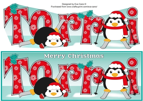 Christmas Fat Penguins Skiing TORRI large dl