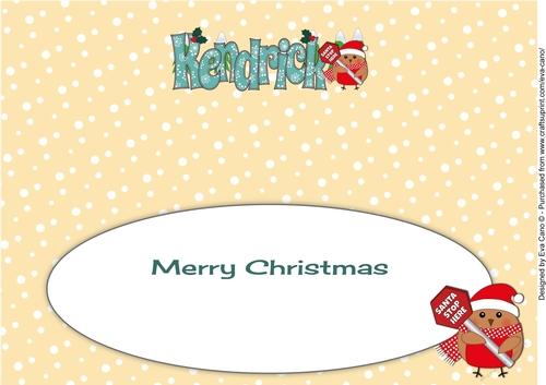 Christmas Plump Robin with Santa Sign KENDRICK large dl insert