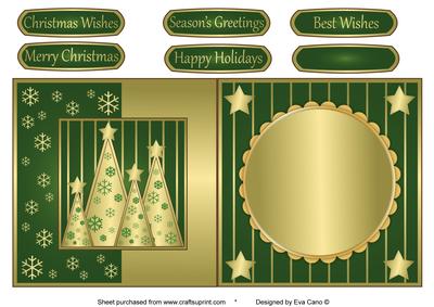 Snowflakes Christmas Trees Fold Back Green
