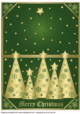 Snowflakes Christmas Trees Over the Edge Green