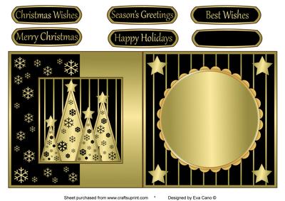 Snowflakes Christmas Trees Fold Back Black