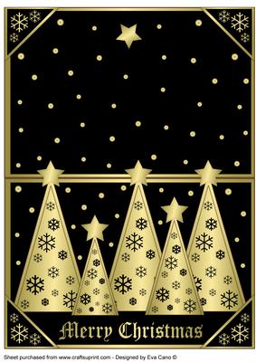 Snowflakes Christmas Trees Over the Edge Black