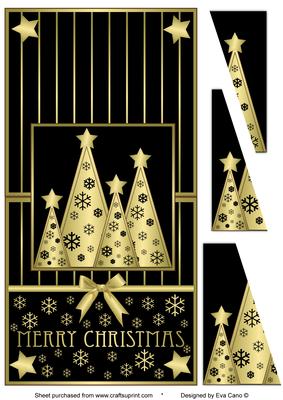 Snowflakes Christmas Trees Vertical Fold Back Black