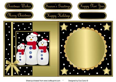 Snowman Family Fold Back Black