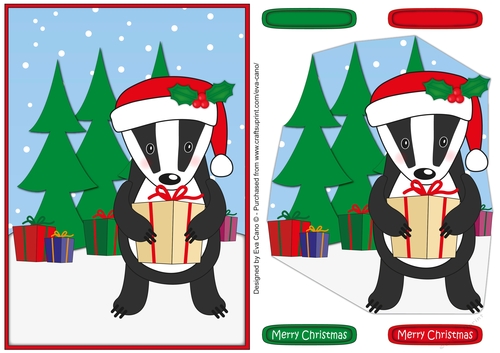 Christmas Billy the Badger with presents a5