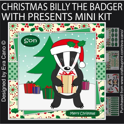 Christmas Billy the Badger with Presents mini kit