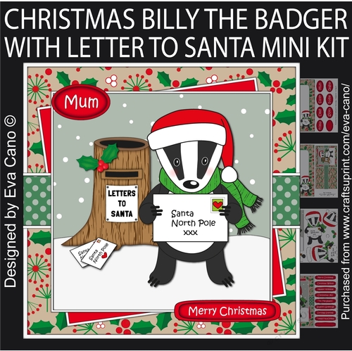 Christmas Billy the Badger with letter to Santa mini kit