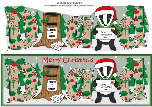 Christmas Billy the Badger with letter to Santa DAD large dl