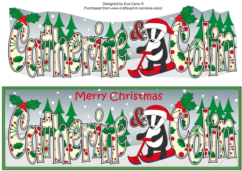Christmas Billy the Badger on snow scooter CATHERINE & COLIN large dl