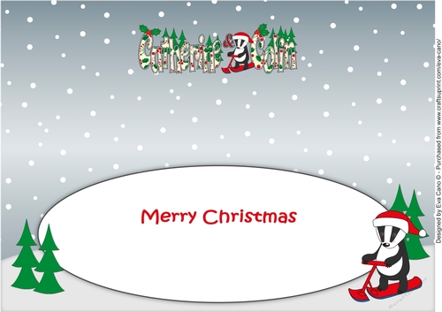 Christmas Billy the Badger on snow scooter CATHERINE & COLIN large dl insert