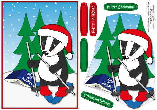 Christmas Billy the Badger skiing a5