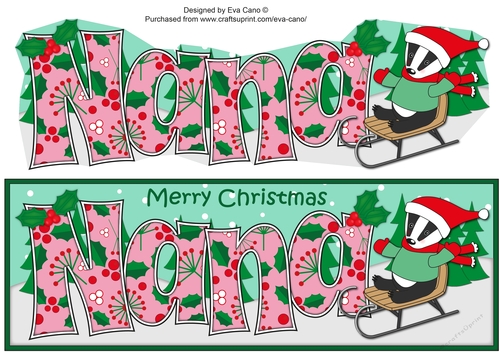 Christmas Billy the Badger fun with the sledge NANA large dl