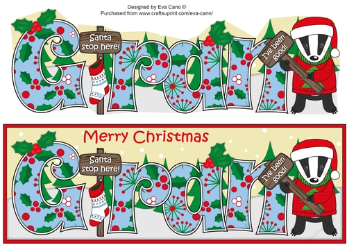 Christmas Billy the Badger Santa stop here GRAN large dl