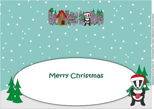 Christmas Billy the Badger with Mug and House from OUR HOUSE TO YOURS large dl insert