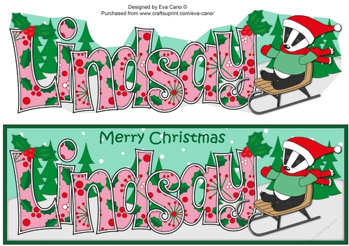 Christmas Billy the Badger fun with the sledge LINDSAY large dl