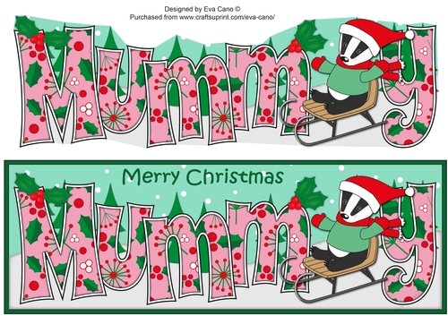 Christmas Billy the Badger fun with the sledge MUMMY large dl