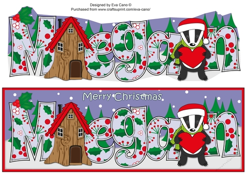 Christmas Billy the Badger with Heart and House MEGAN large dl