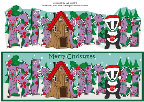 Christmas Billy the Badger with Mug and House RHONA large dl