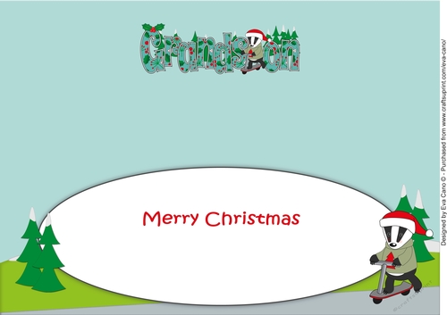 Christmas Billy the Badger with Scooter GRANDSON large dl insert