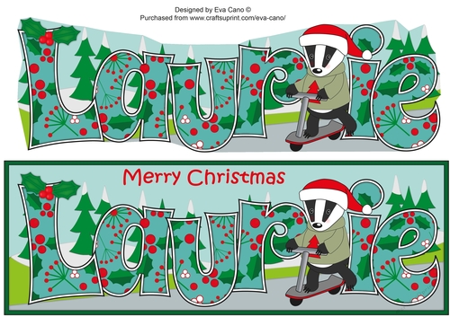 Christmas Billy the Badger with Scooter LAURIE large dl