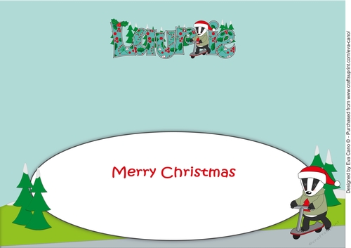 Christmas Billy the Badger with Scooter LAURIE large dl insert
