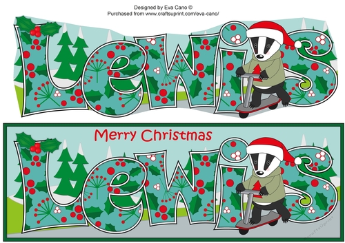 Christmas Billy the Badger with Scooter LEWIS large dl