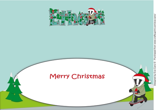 Christmas Billy the Badger with Scooter ETHAN large dl insert