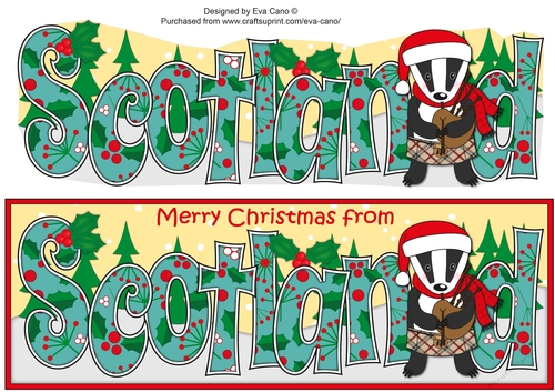 Scottish Christmas Billy the Badger SCOTLAND large dl