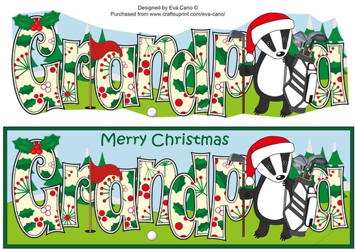 Christmas Billy the Badger Intermediate Golf GRANDPA large dl