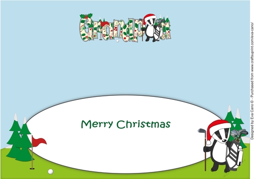 Christmas Billy the Badger Intermediate Golf GRANDPA large dl insert