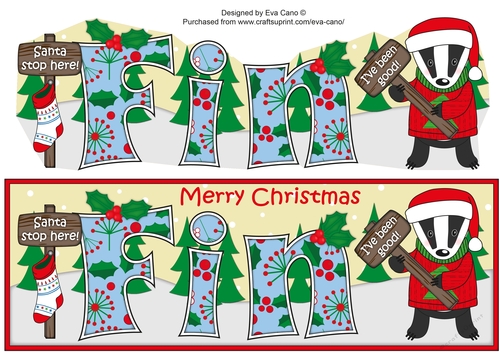 Christmas Billy the Badger Santa stop here FIN large dl