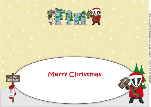 Christmas Billy the Badger Santa stop here FIN large dl insert