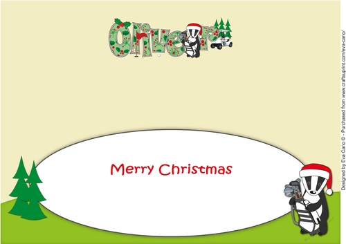 Christmas Billy the Badger Advanced Golf OLIVER large dl insert