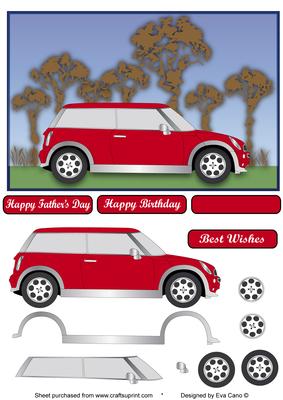 Mini Car for Fathers Day Birthday - Red