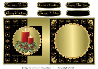 Christmas Candles Fold Back Black