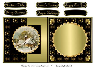 Christmas Church Fold Back in Black