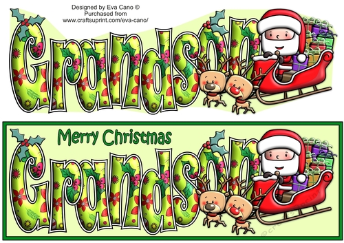 Jolly Santa with Reindeers and Sledge GRANDSON large dl