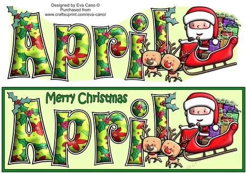 Jolly Santa with Reindeers and Sledge APRIL large dl