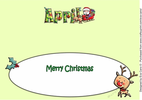 Jolly Santa with Reindeers and Sledge APRIL large dl insert