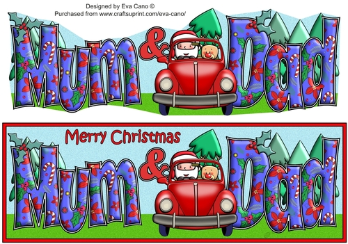 Jolly Santa taking the Christmas Tree Home MUM & DAD large dl