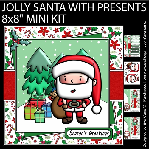 Jolly Santa with presents 8x8 mini kit