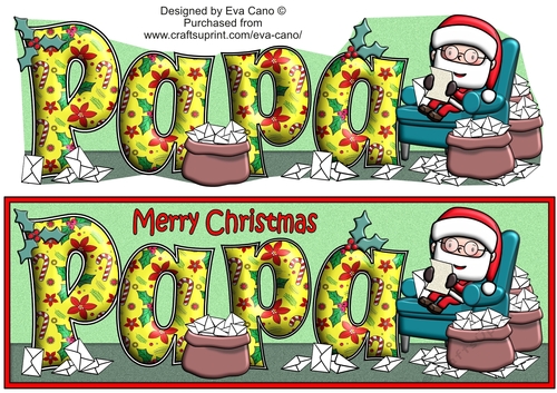 Jolly Santa reading letters to Santa PAPA large dl