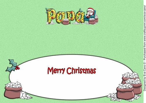 Jolly Santa reading letters to Santa PAPA large dl insert